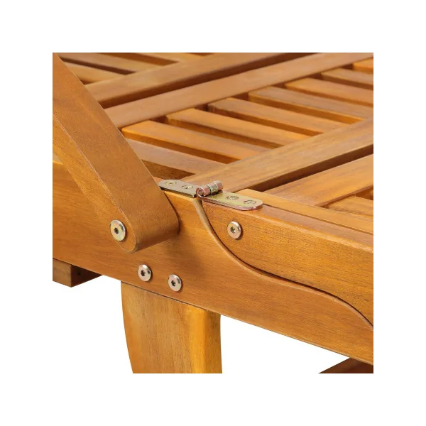 Chaise Longue en Acacia Massif 4 Positions Bain de Soleil Transat Jardin