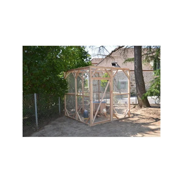 Chatière Bois de Douglas Volière Chat Enclos Chat Parc 4m² Robuste FABRICATION FRANCAISE