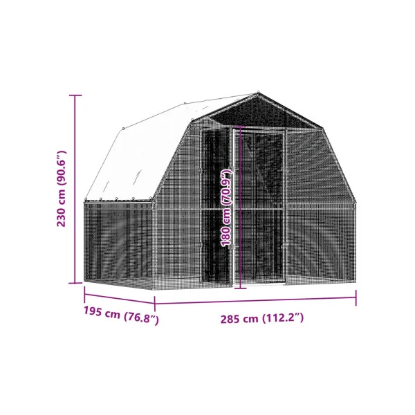 Chatière Enclos Parc 2,85x1,85x2,30m Chatière Grillagé avec SAS Enclos Grillagé Chat