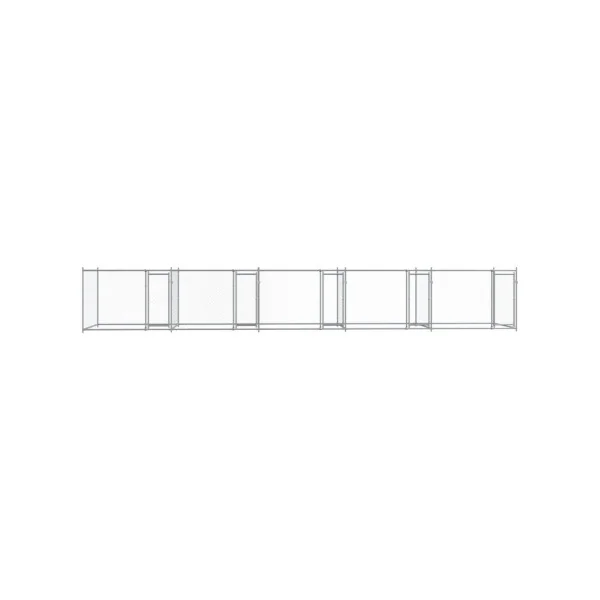 Chenil 4 Box Grillagé 10x2x1,50m Enclos Extérieur Galvanisé pour Chien