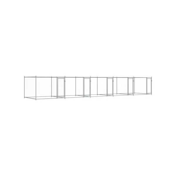 Chenil 4 Box Grillagé 10x2x1,50m Enclos Extérieur Galvanisé pour Chien