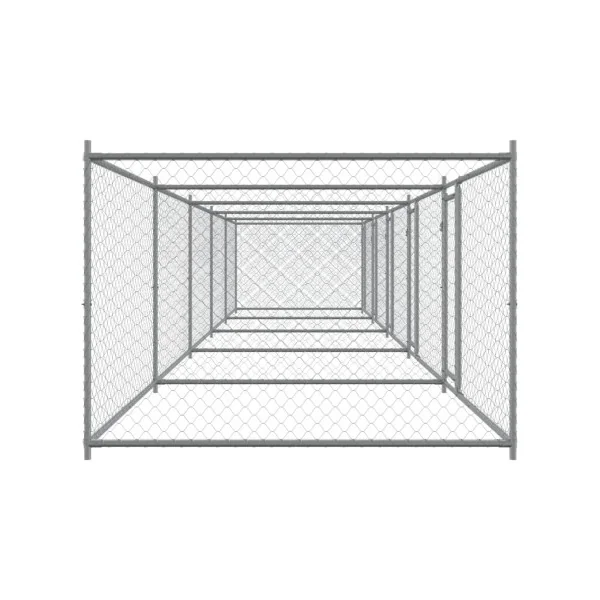 Chenil 4 Box Grillagé 10x2x1,50m Enclos Extérieur Galvanisé pour Chien