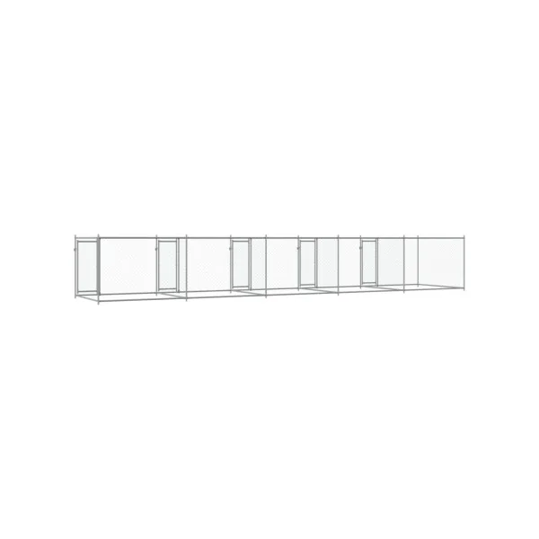 Chenil 4 Box Grillagé 10x2x1,50m Enclos Extérieur Galvanisé pour Chien