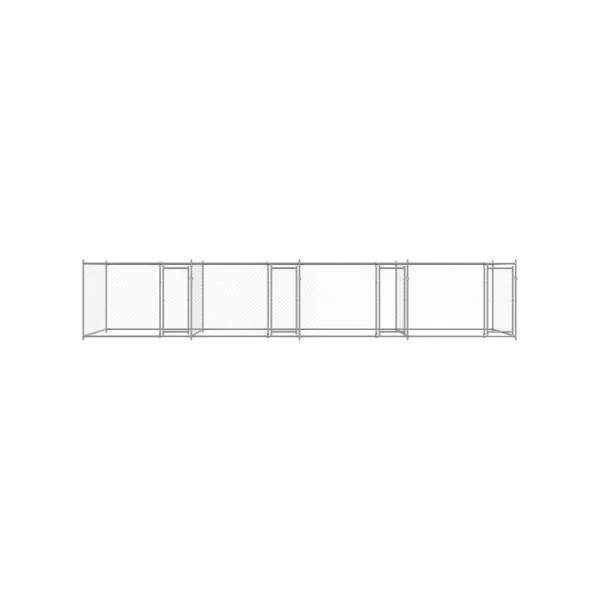 Chenil 4 Box Grillagé 8x2x1,50m Enclos Extérieur Galvanisé pour Chien