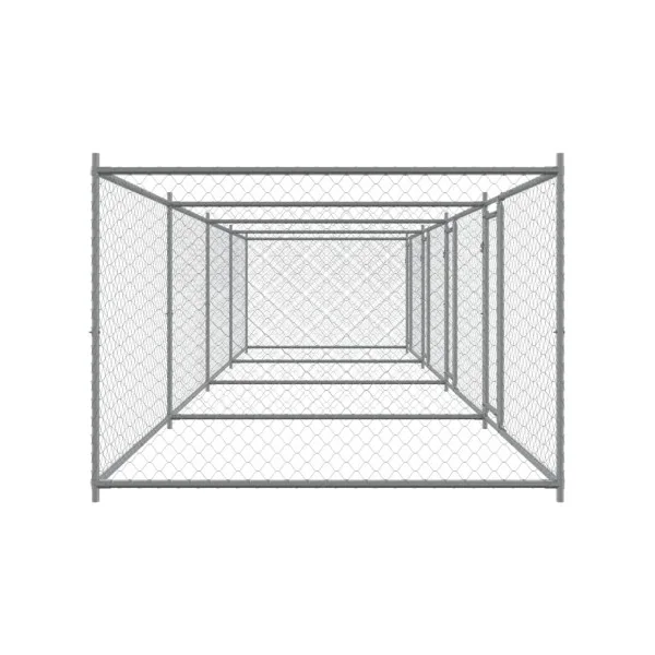 Chenil 4 Box Grillagé 8x2x1,50m Enclos Extérieur Galvanisé pour Chien