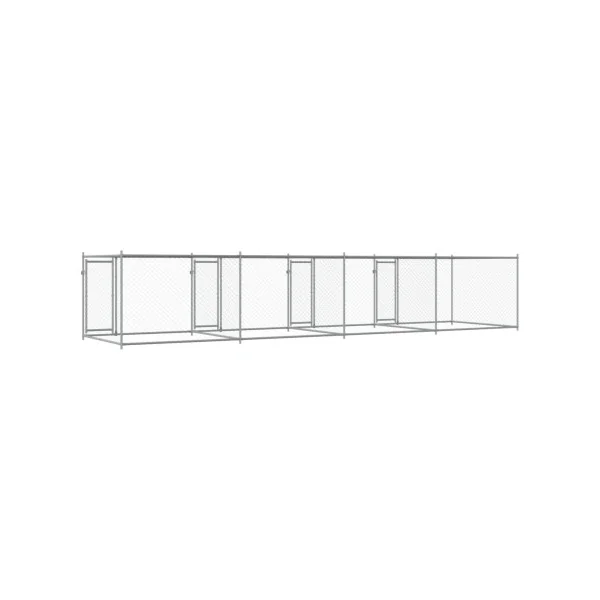 Chenil 4 Box Grillagé 8x2x1,50m Enclos Extérieur Galvanisé pour Chien