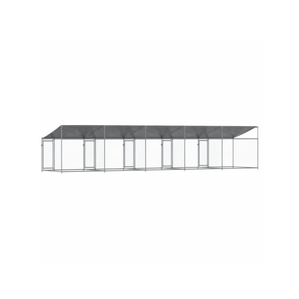 Chenil 5 Box Grillagé 10x2x2m Enclos Extérieur Galvanisé pour Chien
