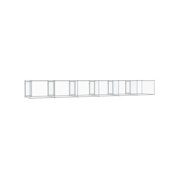 Chenil 6 Box Grillagé 12x2x1,50m Enclos Extérieur Galvanisé pour Chien