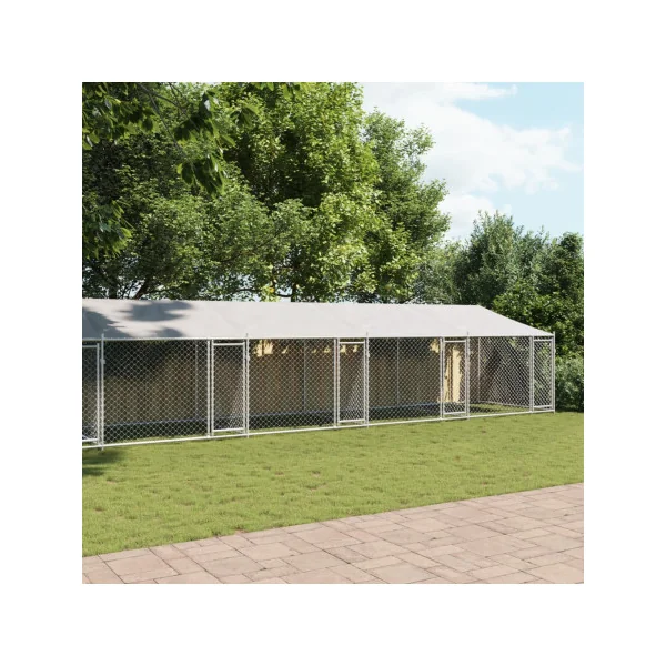 Chenil 6 Box Grillagé 12x2x2m Enclos Extérieur Galvanisé pour Chien