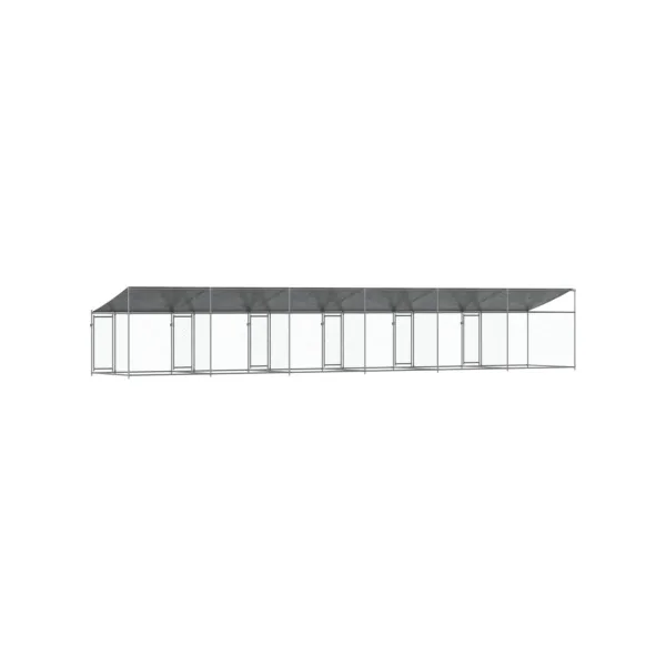 Chenil 6 Box Grillagé 12x2x2m Enclos Extérieur Galvanisé pour Chien