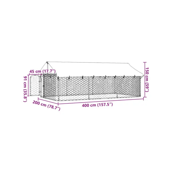 Chenil 8m² Hauteur 1,50m Enclos chien Grillagé Parc chien Extérieur