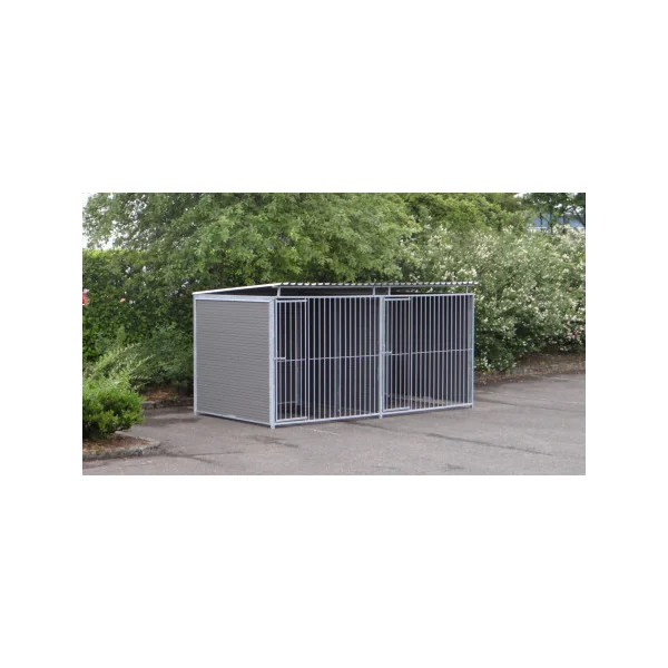 Chenil Double 4x2 m en Panneaux WPC + Toit Absorbant le Bruit