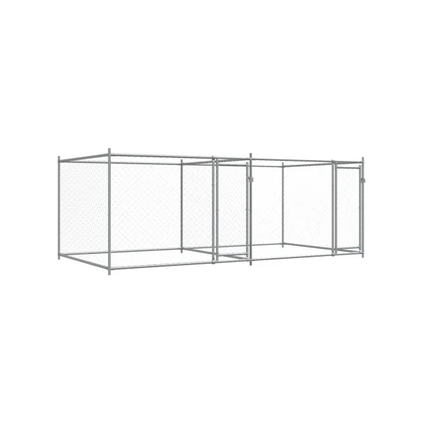 Chenil Double Grillagé 4x2x1,50m Enclos Extérieur Galvanisé pour Chien