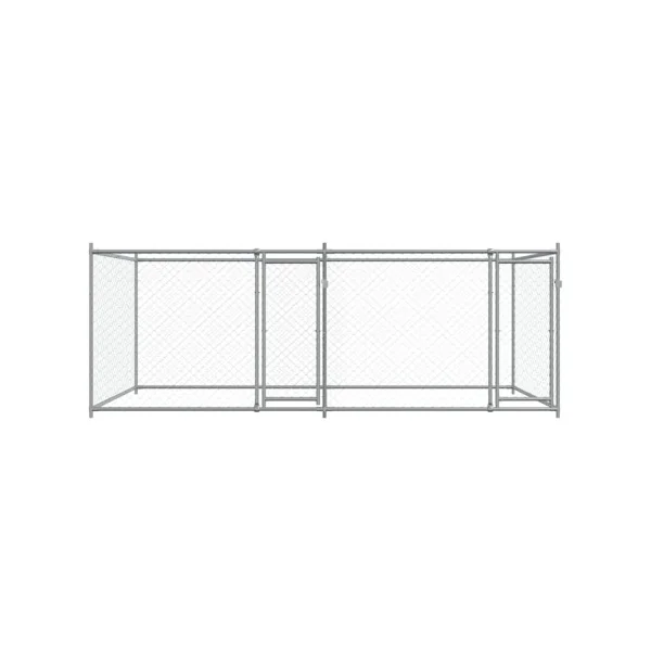 Chenil Double Grillagé 4x2x1,50m Enclos Extérieur Galvanisé pour Chien