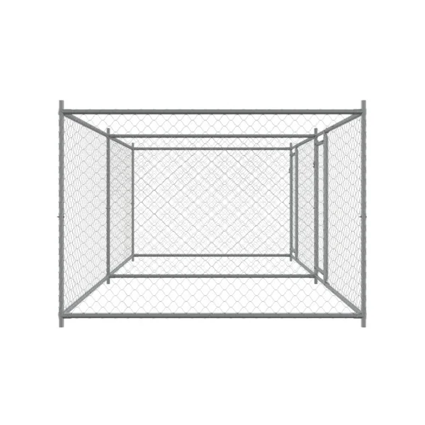 Chenil Double Grillagé 4x2x1,50m Enclos Extérieur Galvanisé pour Chien