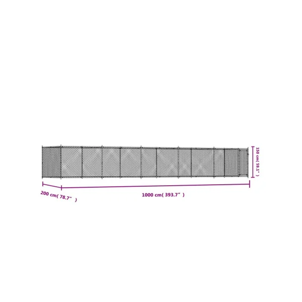 Chenil Grillagé 10x2x1,50m Enclos Extérieur Galvanisé pour Chien