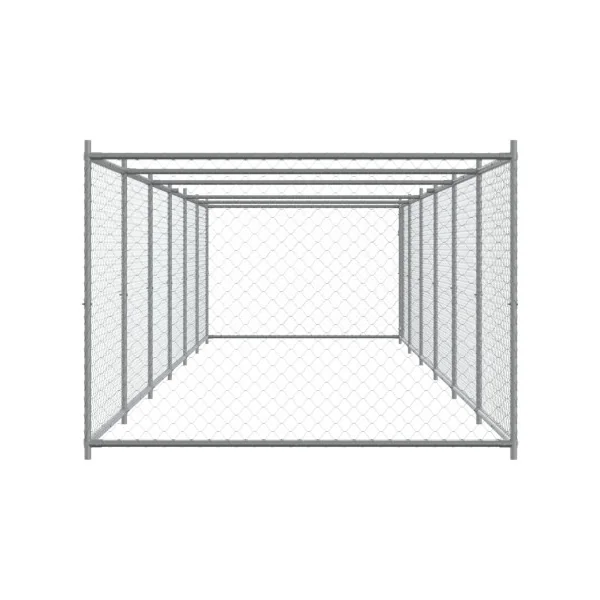 Chenil Grillagé 12x2x1,50m 24m² Enclos Extérieur Galvanisé pour Chien