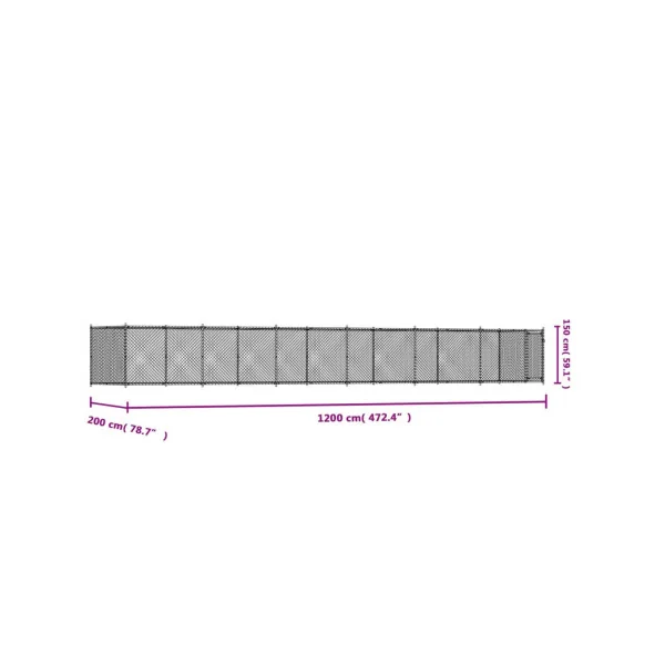 Chenil Grillagé 12x2x1,50m 24m² Enclos Extérieur Galvanisé pour Chien