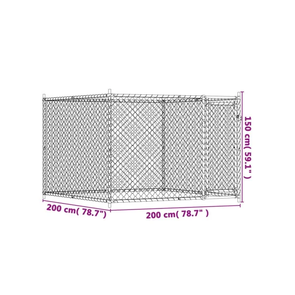 Chenil Grillagé 2x2x1,50m Enclos Extérieur Galvanisé pour Chien