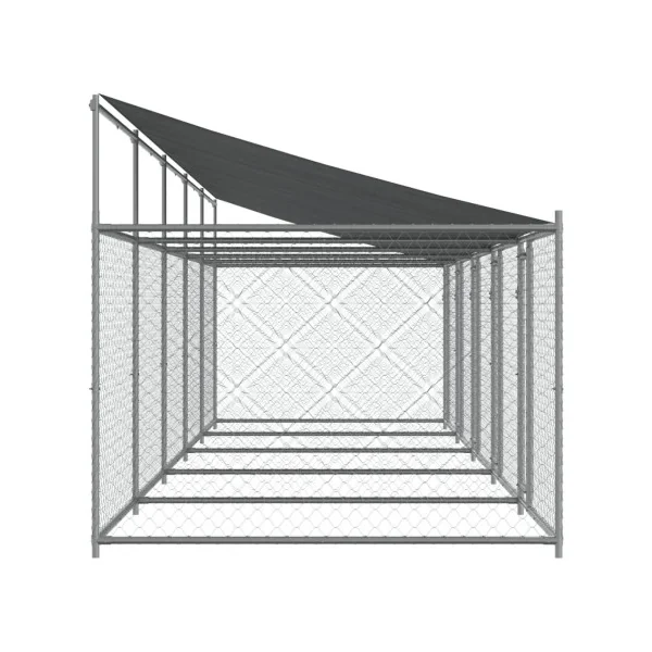 Chenil Grillagé 4 Boxs avec Toit 10x2x2m 20m² Enclos Extérieur Galvanisé pour Chien