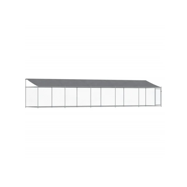 Chenil Grillagé avec Toit 10x2x2m 20m² Enclos Extérieur Galvanisé pour Chien