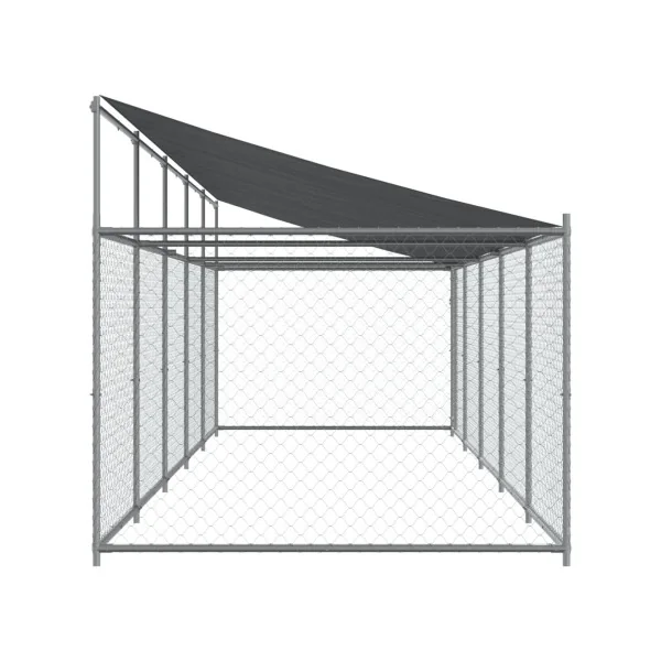 Chenil Grillagé avec Toit 10x2x2m 20m² Enclos Extérieur Galvanisé pour Chien