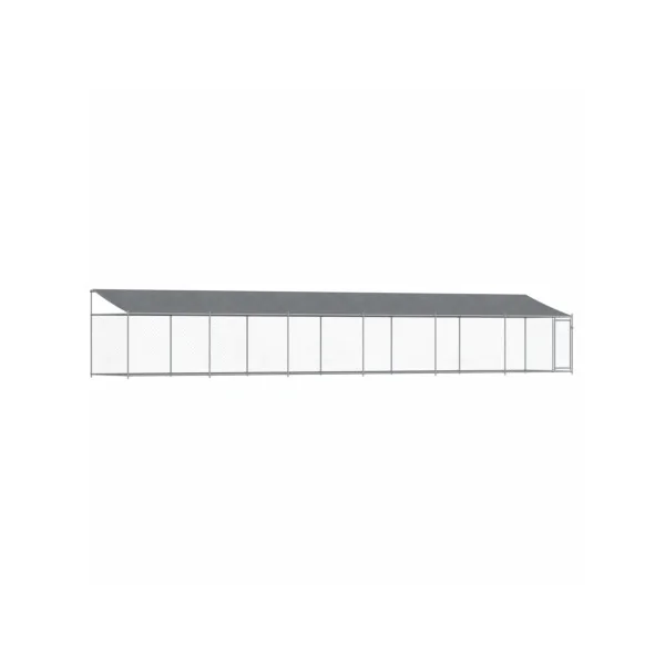 Chenil Grillagé avec Toit 12x2x2m 24m² Enclos Extérieur Galvanisé pour Chien