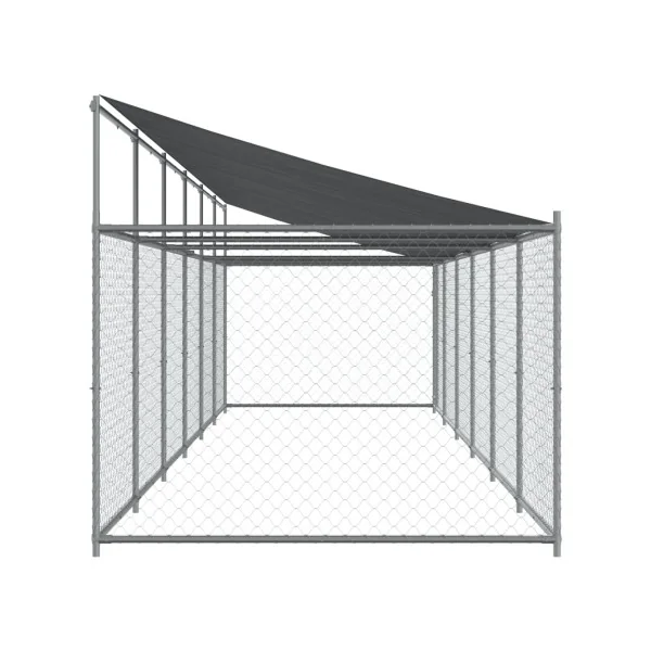 Chenil Grillagé avec Toit 12x2x2m 24m² Enclos Extérieur Galvanisé pour Chien