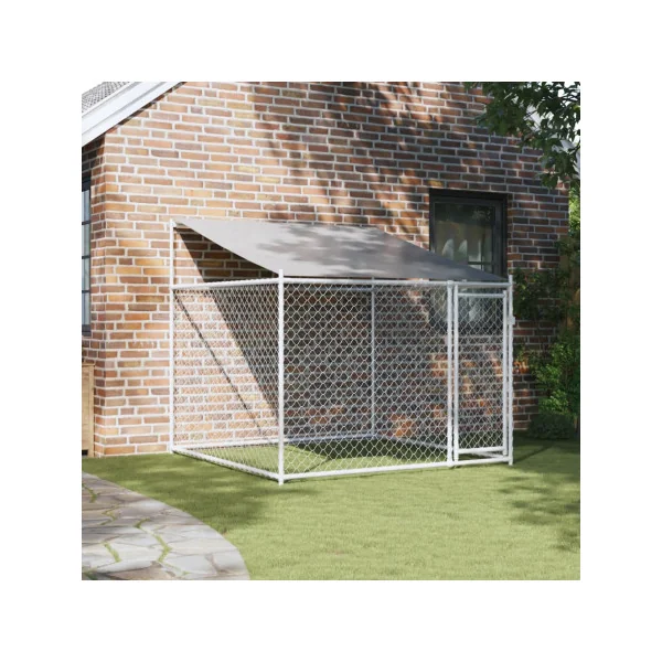 Chenil Grillagé avec Toit 2x2x2m 4m² Enclos Extérieur Galvanisé pour Chien