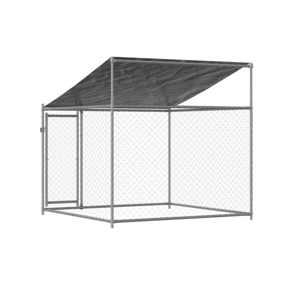 Chenil Grillagé avec Toit 2x2x2m 4m² Enclos Extérieur Galvanisé pour Chien