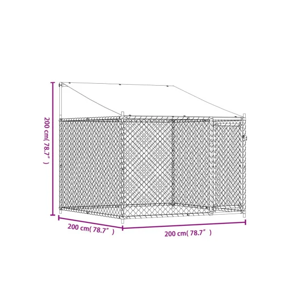 Chenil Grillagé avec Toit 2x2x2m 4m² Enclos Extérieur Galvanisé pour Chien