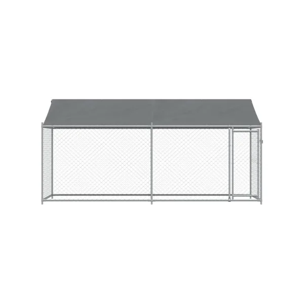Chenil Grillagé avec Toit 4x2x2m 8m² Enclos Extérieur Galvanisé pour Chien