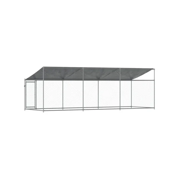 Chenil Grillagé avec Toit 6X2x2m 12m² Enclos Extérieur Galvanisé pour Chien
