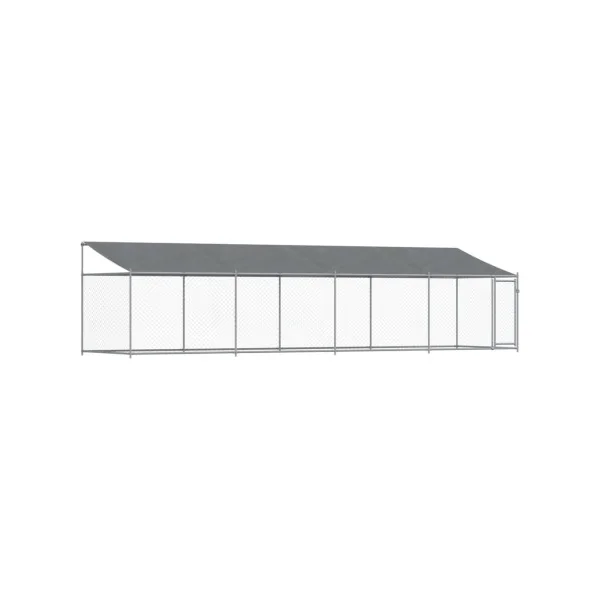 Chenil Grillagé avec Toit 8x2x2m 16m² Enclos Extérieur Galvanisé pour Chien