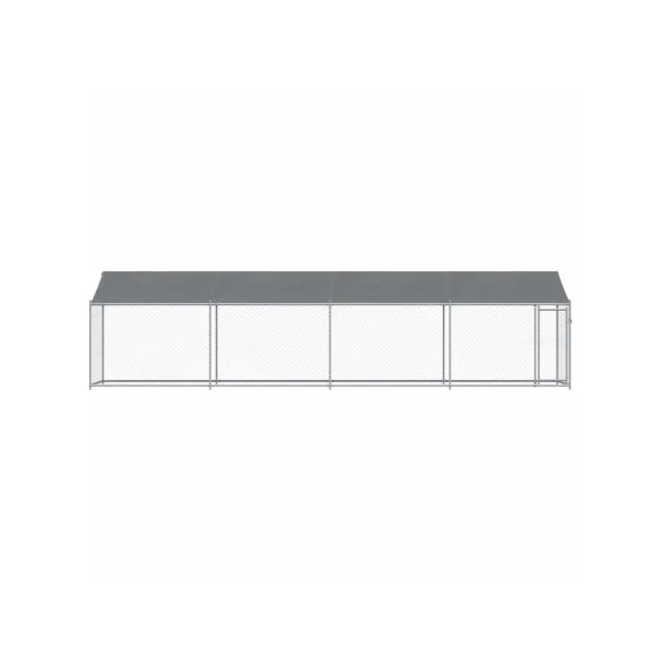 Chenil Grillagé avec Toit 8x2x2m 16m² Enclos Extérieur Galvanisé pour Chien