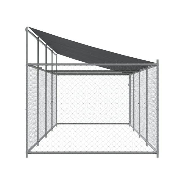 Chenil Grillagé avec Toit 8x2x2m 16m² Enclos Extérieur Galvanisé pour Chien