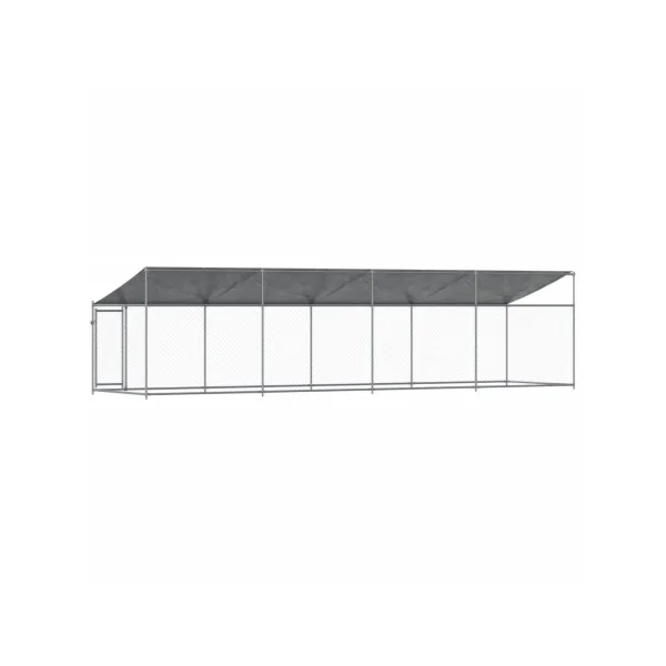 Chenil Grillagé avec Toit 8x2x2m 16m² Enclos Extérieur Galvanisé pour Chien