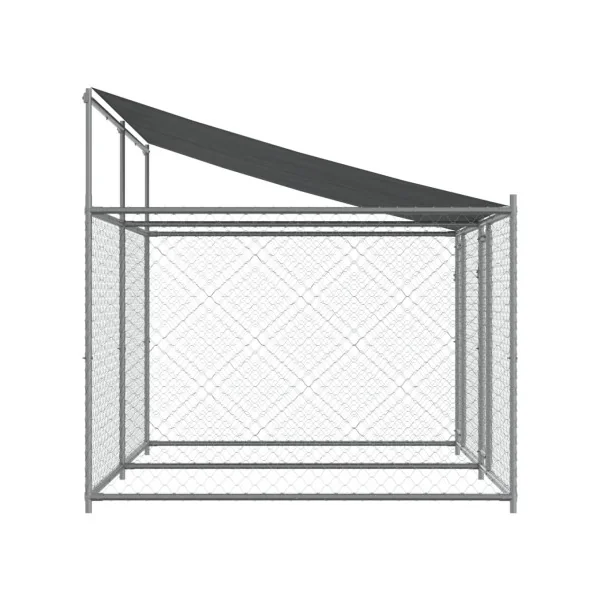 Chenil Grillagé Double avec Toit 4x2x2m 8m² Enclos Extérieur Galvanisé pour Chien
