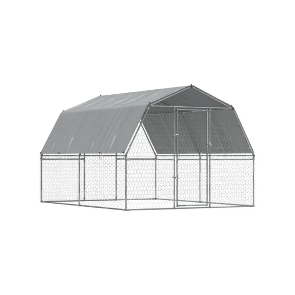 Chenil Grillagé + Toit 3,75x2,85x2,30m Enclos Extérieur 10,68m² Galvanisé pour Chien