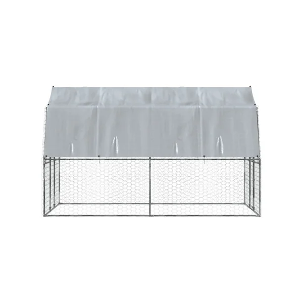 Chenil Grillagé + Toit 3,75x2,85x2,30m Enclos Extérieur 10,68m² Galvanisé pour Chien