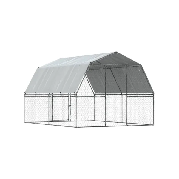 Chenil Grillagé + Toit 3,75x2,85x2,30m Enclos Extérieur 10,68m² Galvanisé pour Chien