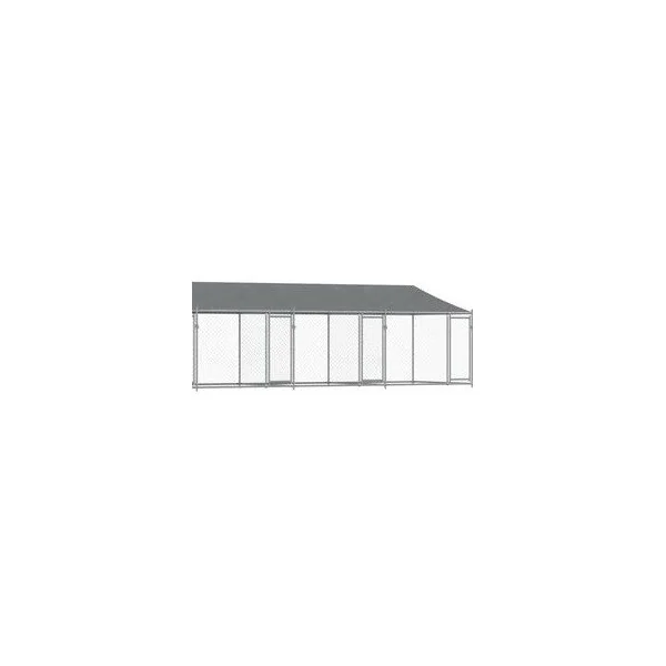 Chenil Grillagé Triple avec Toit 8x2x2m 12m² Enclos Extérieur Galvanisé pour Chien