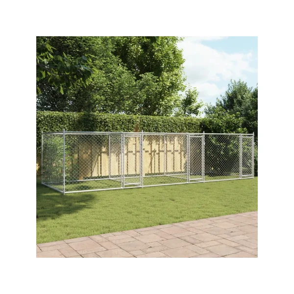 Chenil Triple Grillagé 6x2x1,50m Enclos Extérieur Galvanisé pour Chien