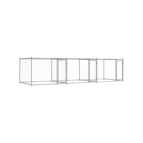 Chenil Triple Grillagé 6x2x1,50m Enclos Extérieur Galvanisé pour Chien