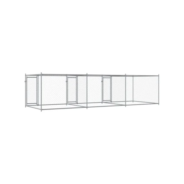 Chenil Triple Grillagé 6x2x1,50m Enclos Extérieur Galvanisé pour Chien