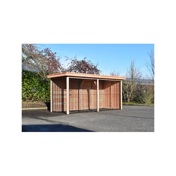 Chenil à Barreaux 6m² Fermé sur 2 côtés Bois douglas Chenil avec Toiture Tôle Absorbant le Bruit