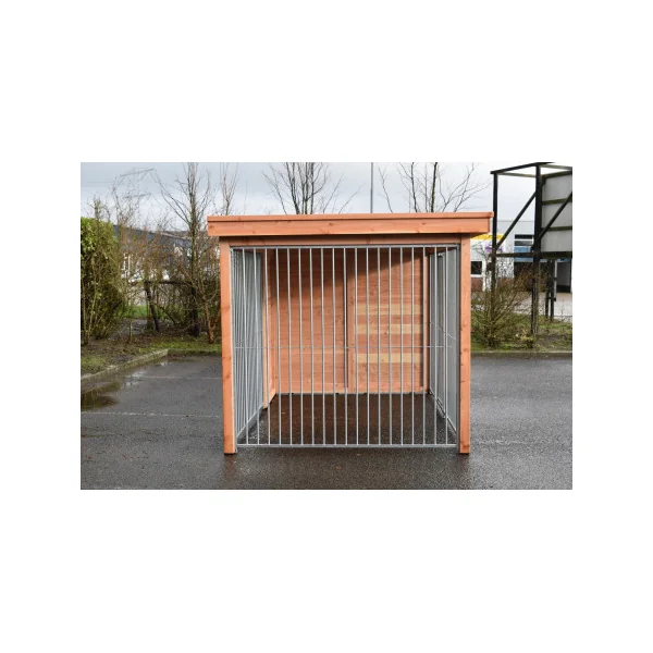 Chenil à Barreaux 6m² Semi-Fermé Bois Douglas Chenil Toiture Tôle Absorbant le Bruit