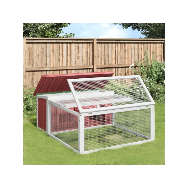 Clapier avec Enclos Extérieur en bois Massif de Pin Café Cage Lapin avec Parc