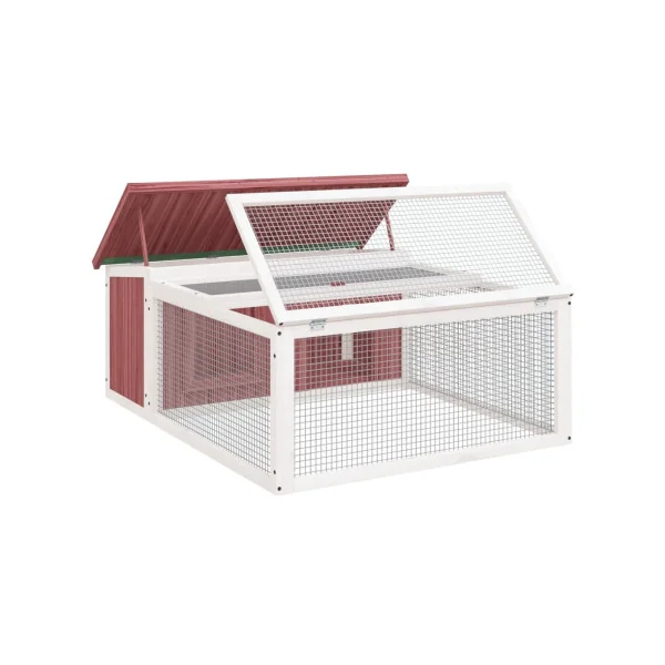 Clapier avec Enclos Extérieur en bois Massif de Pin Café Cage Lapin avec Parc