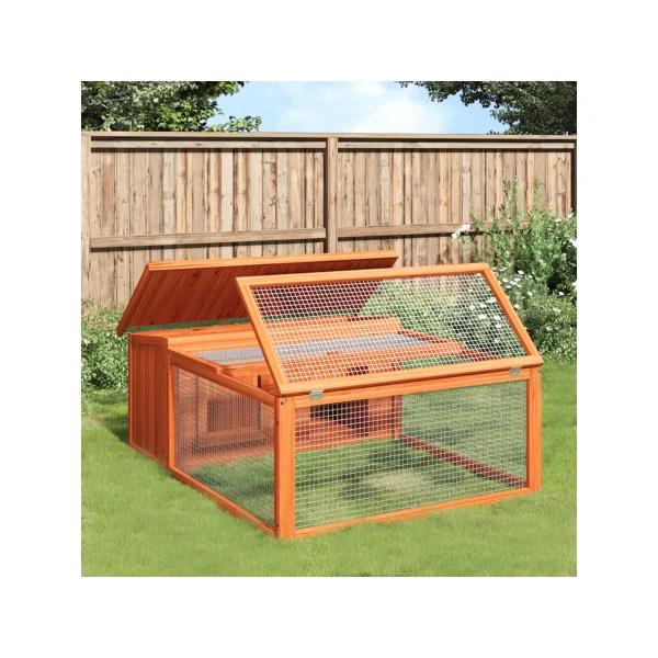 Clapier avec Enclos Extérieur en bois Massif de Pin Cage Lapin avec Parc